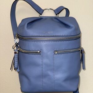 Henri Bendel Blue and Gray Leather Backpack